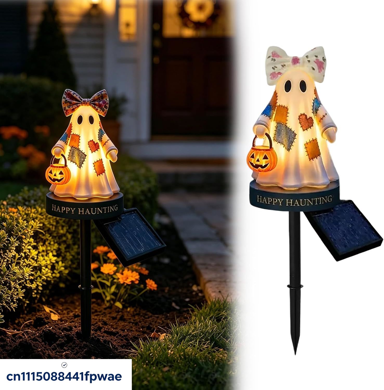 Pumpkin Lantern Halloween - Solar Halloween Decorations Outdoor, Patchwork Garden