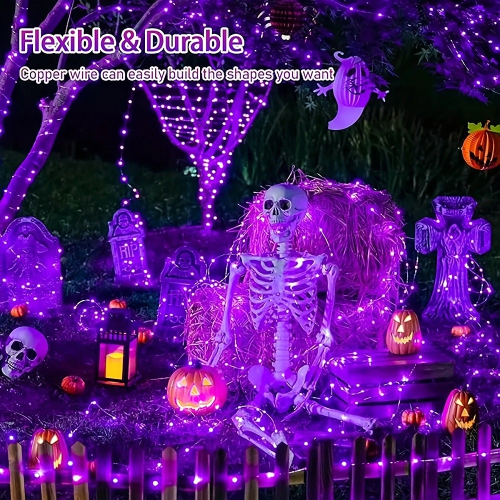 1PC 12M100LED Halloween Solar  - Halloween Led String Lights Orange review and price