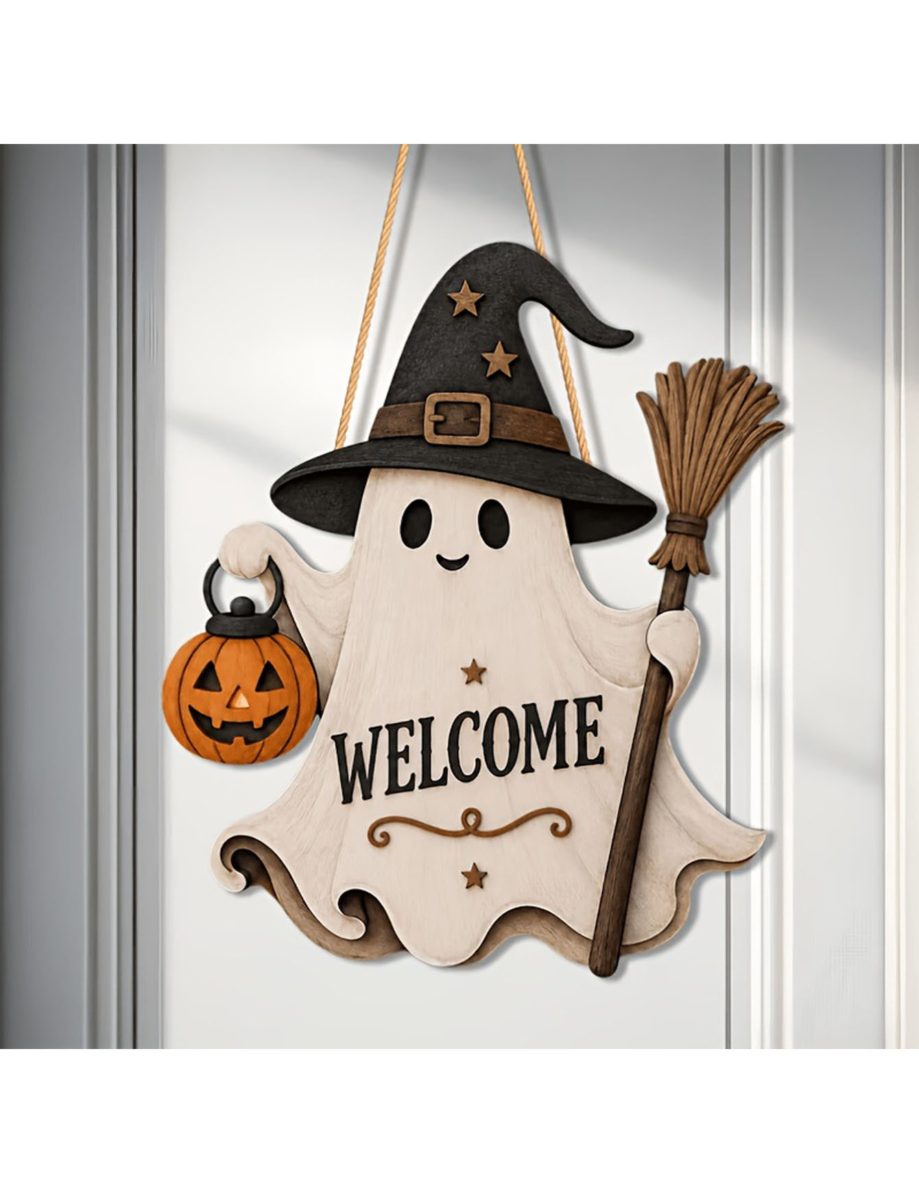 2D flat single-sided ghost doo - Pumpkin Lantern Halloween review and price