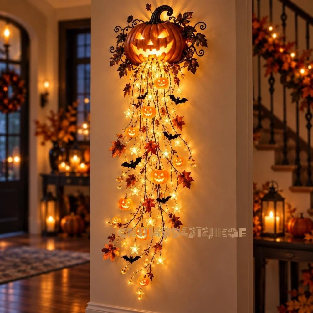 Elegant Halloween Cascade Wall - Halloween Led String Lights Orange review and price