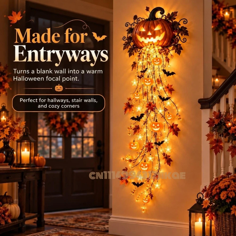 Elegant Halloween Cascade Wall - Halloween Led String Lights Orange review and price