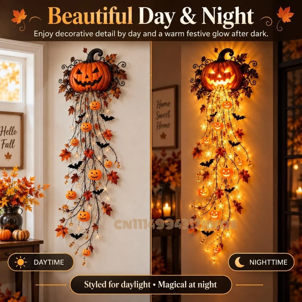 Elegant Halloween Cascade Wall - Halloween Led String Lights Orange review and price