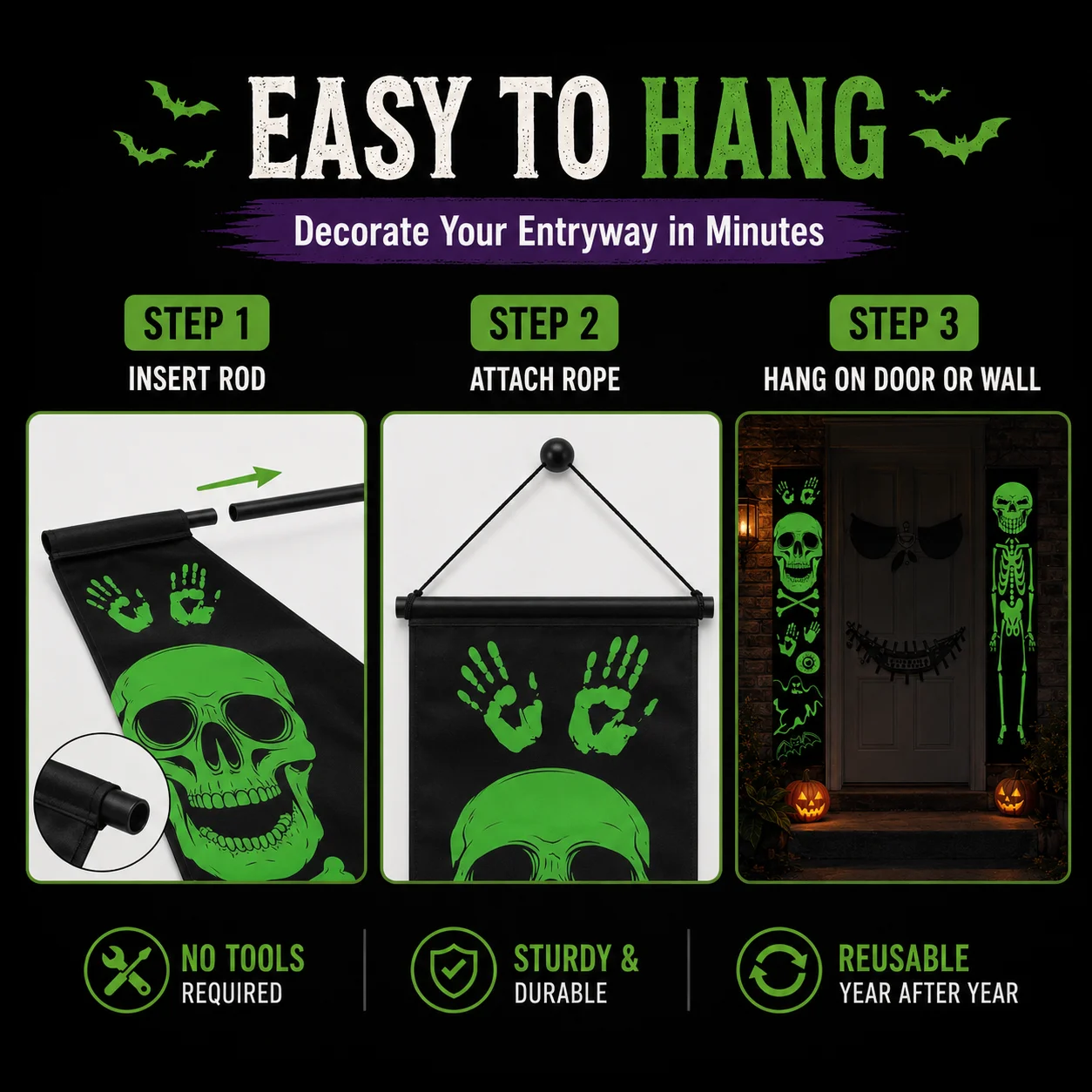 2PCS Glow in the Dark Hallowee - Halloween Skeleton Decoration review and price