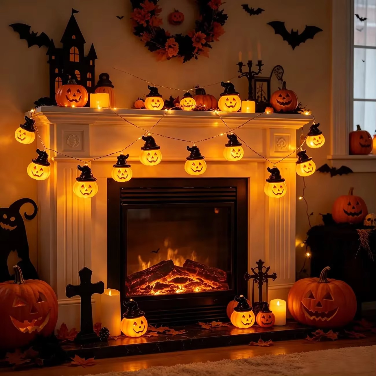 Witch Hat Pumpkin Fairy String - Halloween Led String Lights Orange review and price