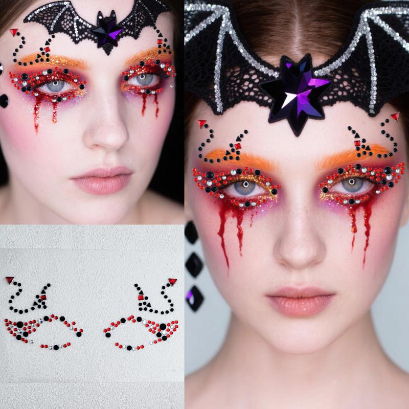 Skull Flower Face Jewel Sticke - Halloween Skeleton Decoration review and price