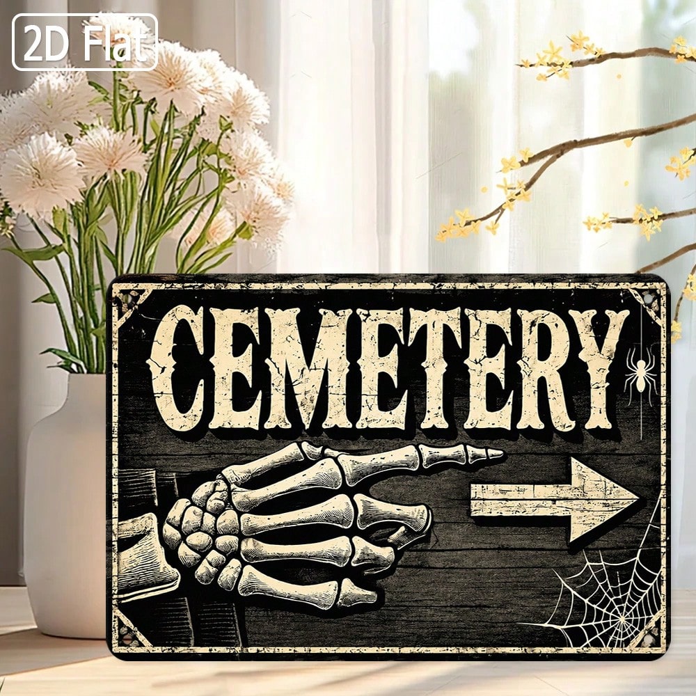 1pc 2D Flat Tin Sign - Vintage - Halloween Skeleton Decoration review and price