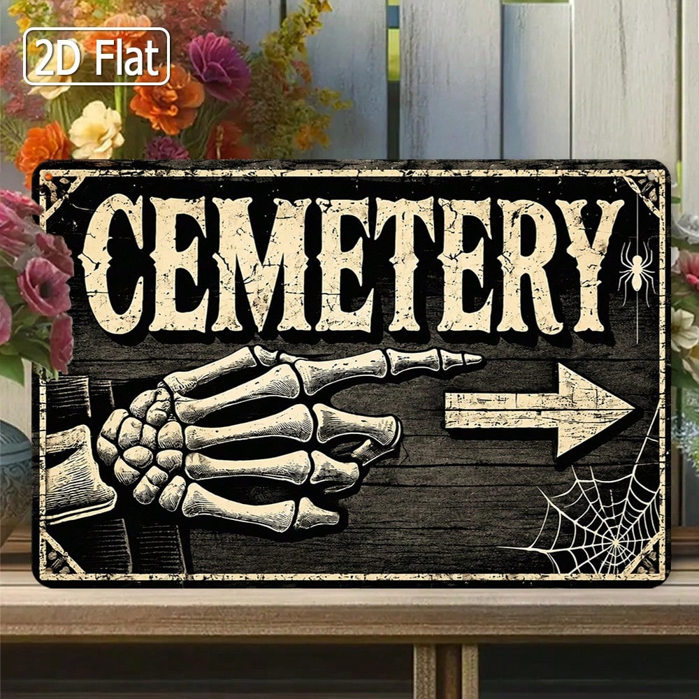 1pc 2D Flat Tin Sign - Vintage - Halloween Skeleton Decoration review and price