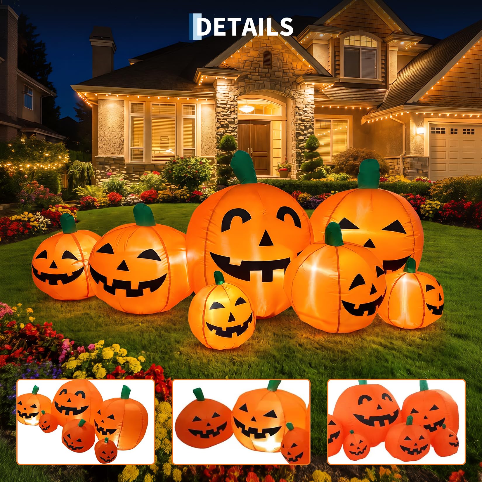 7.5 FT Giant Inflatable Hallow - Halloween Pumpkin Decor Led review and price