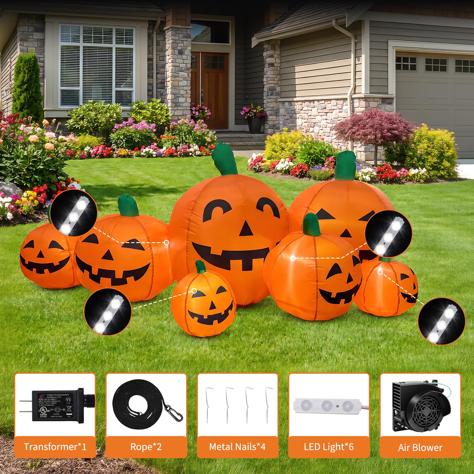 7.5 FT Giant Inflatable Hallow - Halloween Pumpkin Decor Led review and price